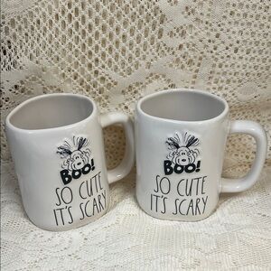 New Rae Dunn Peanuts Snoopy White Halloween Mugs - Boo! So Cute It's Scary